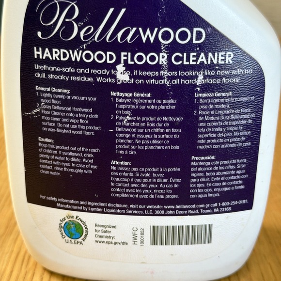 Bellawood Hardwood Floor Cleaner Ready To Use Spray 32oz Laminate Vinyl 95% Full - Picture 3 of 4
